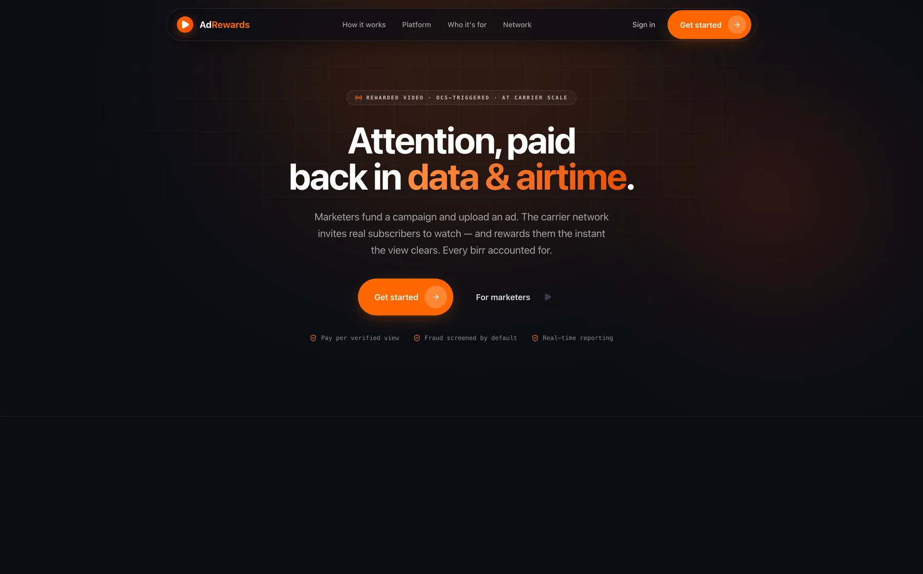AdRewards: a rewarded video ad network paying viewers back in data and airtime